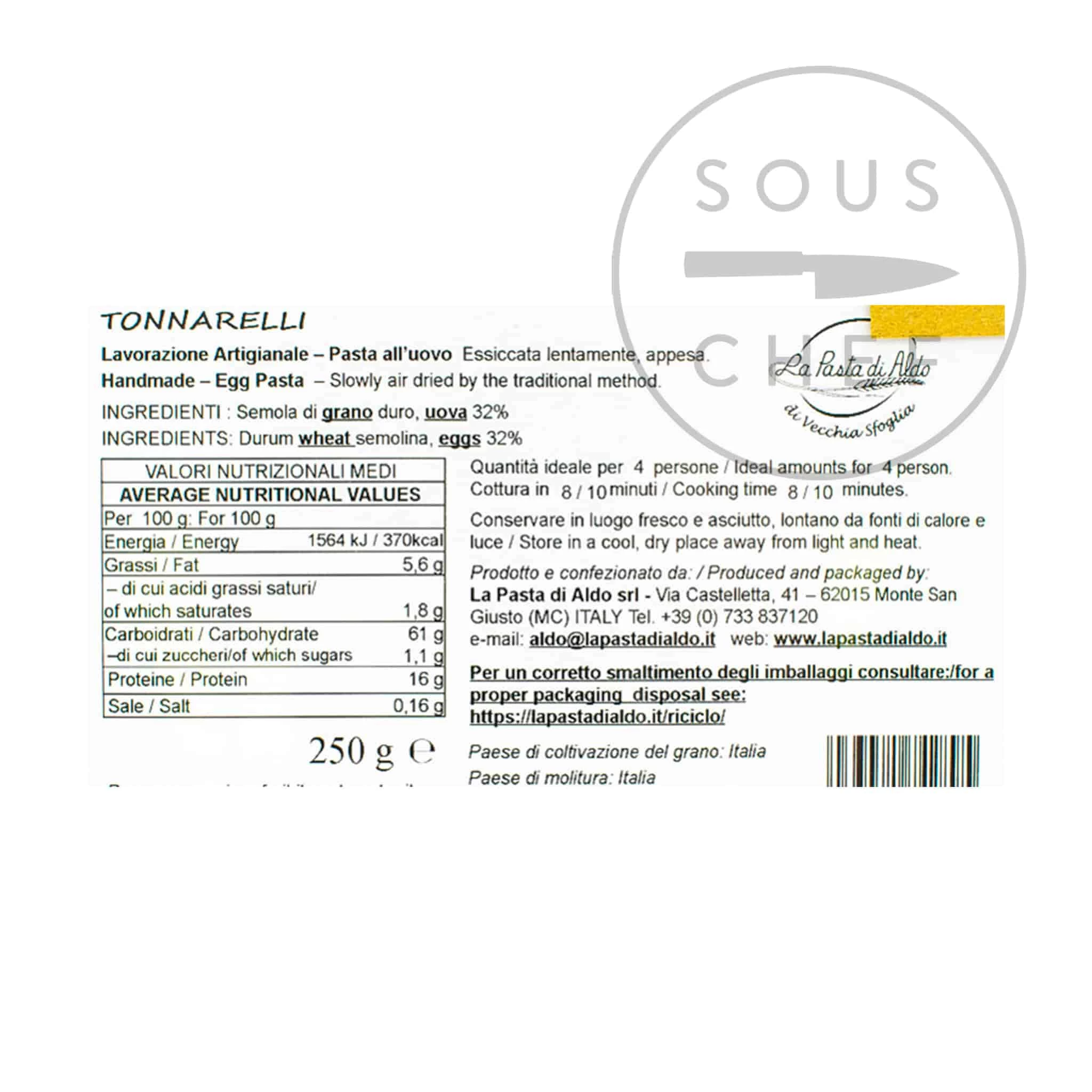 Zutaten Pasta Di Aldo Tonnarelli Eier Pasta - Für Cacio Pepe 250g 2 Zutaten Pasta Di Aldo Tonnarelli Eier Pasta - Für Cacio Pepe 250g – Bild 2