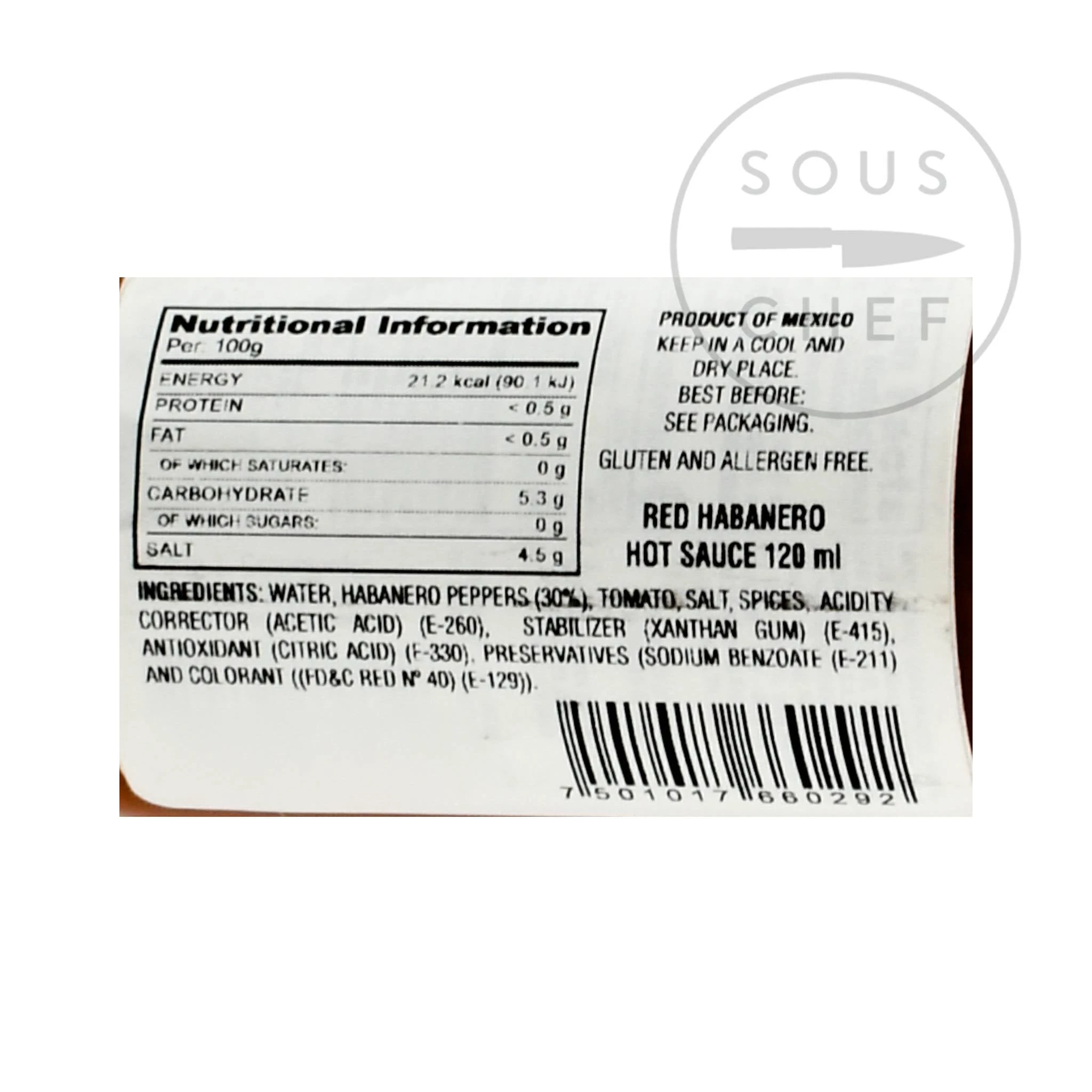 Zutaten El Yucateco Habanero Rote Sauce 120ml 2 Zutaten El Yucateco Habanero Rote Sauce 120ml – Bild 2