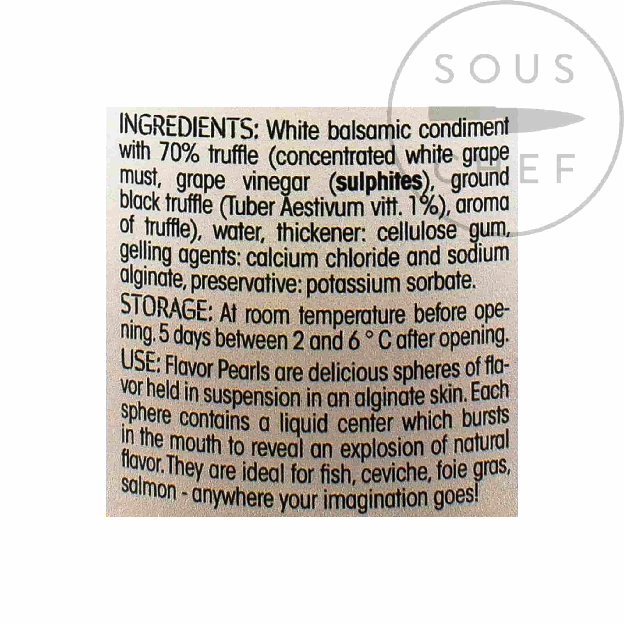 Christine Le Tennier Weiß Balsamic Und Schwarze Trüffel Flavor Pearls Zutaten 2 Christine Le Tennier Weiß Balsamic Und Schwarze Trüffel Flavor Pearls Zutaten – Bild 2