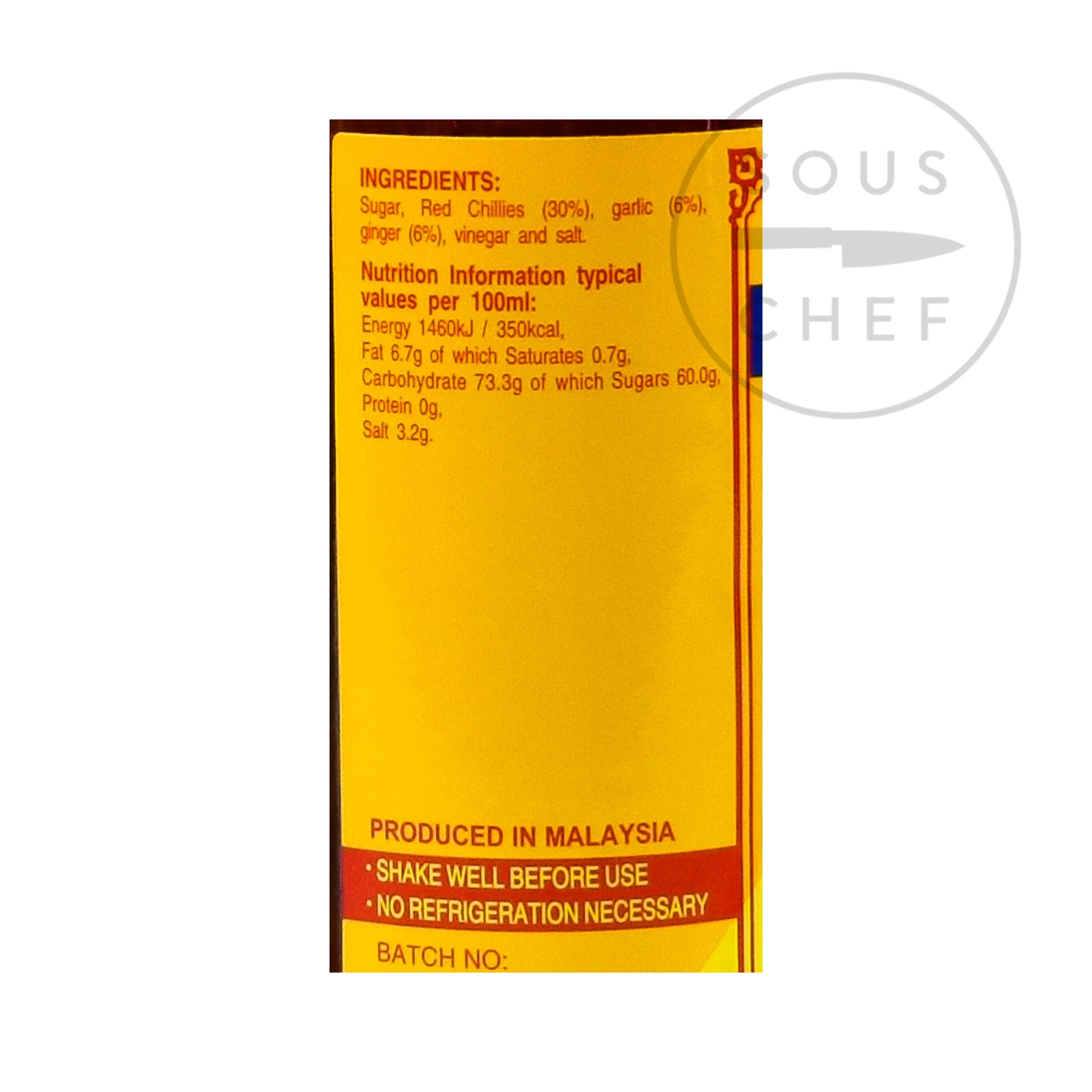 Lingham's Ginger Knoblauch Chili Sauce 358g Zutaten 3 Lingham's Ginger Knoblauch Chili Sauce 358g Zutaten – Bild 3