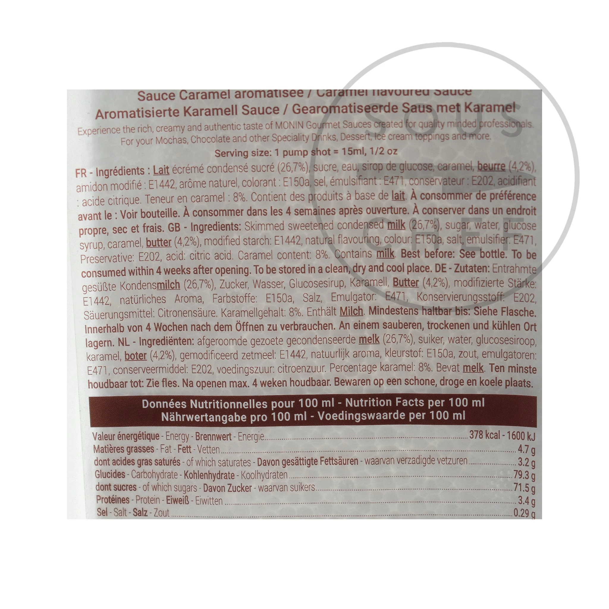 Monin Caramel Aroma Sauce 500ml 2 Monin Caramel Aroma Sauce 500ml – Bild 2