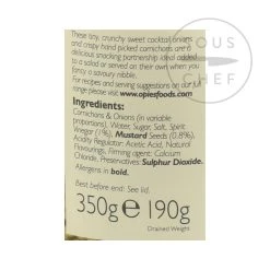 Opies Zutaten Cornichons Und Eingelegte Zwiebeln 350g 5 Opies Zutaten Cornichons Und Eingelegte Zwiebeln 350g -Deutschland Küchenwaren Verkäufe BO0192 Cornichons and Pickled Onions 400g nutrition 2 1