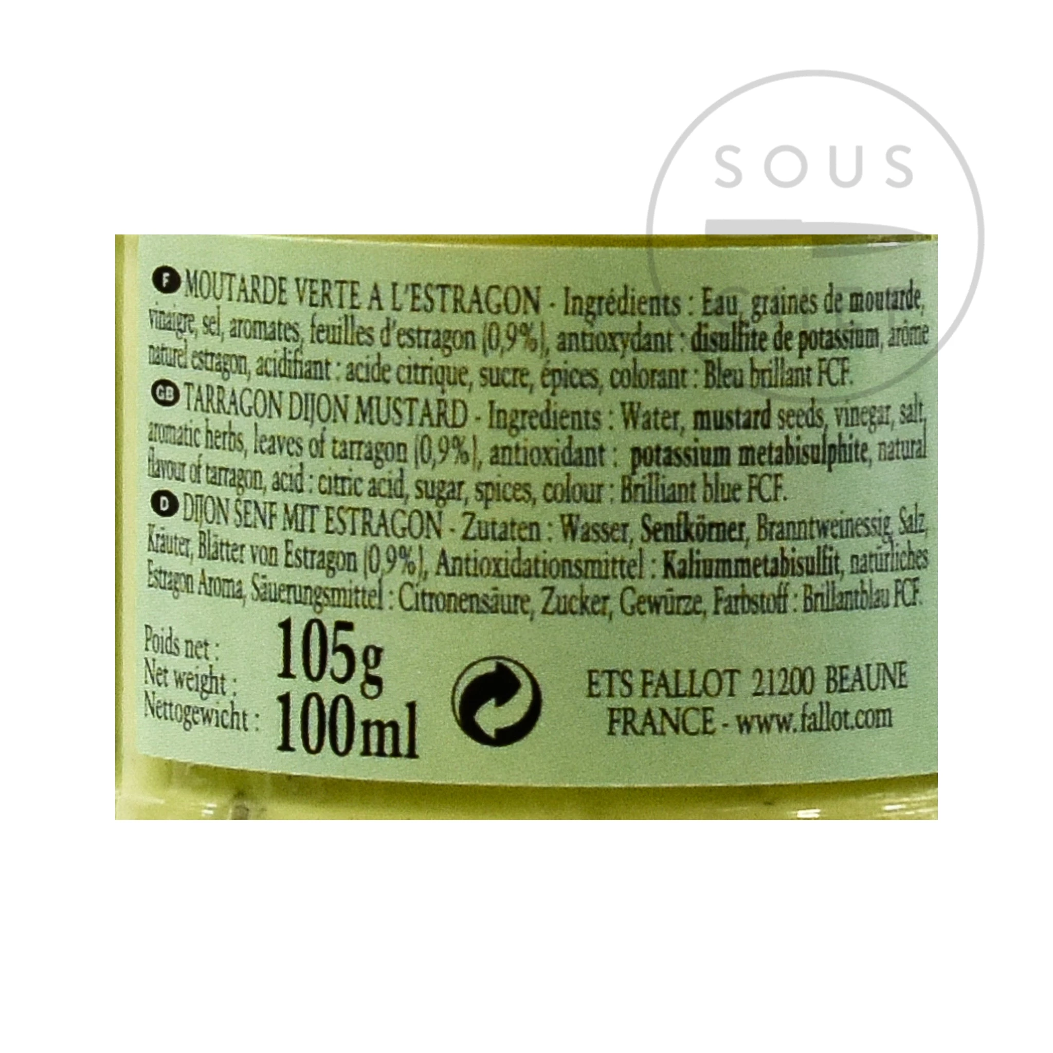 Fallot Dijon Senf Mit Tarragon 105g 2 Fallot Dijon Senf Mit Tarragon 105g – Bild 2
