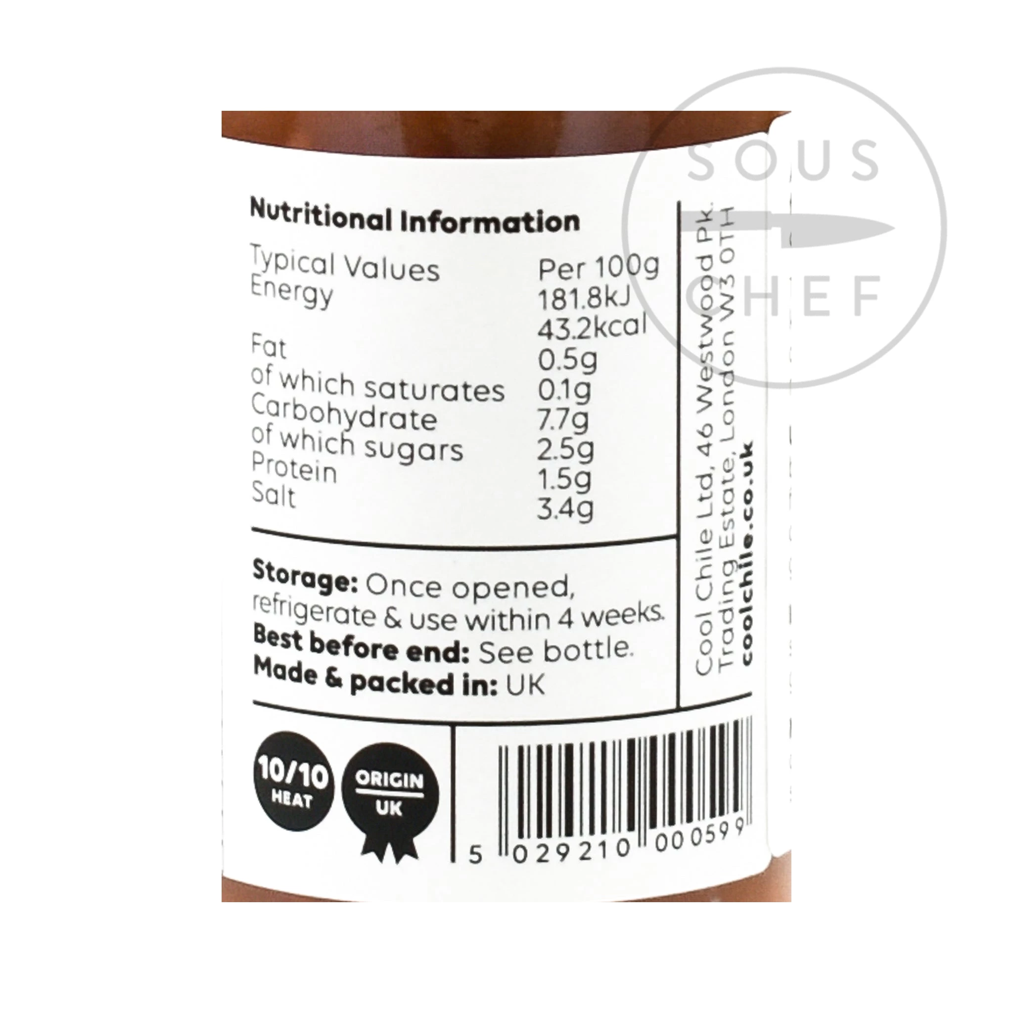 Cool Chile Co Habanero Hot Sauce 150g Zutaten 2 Cool Chile Co Habanero Hot Sauce 150g Zutaten – Bild 2