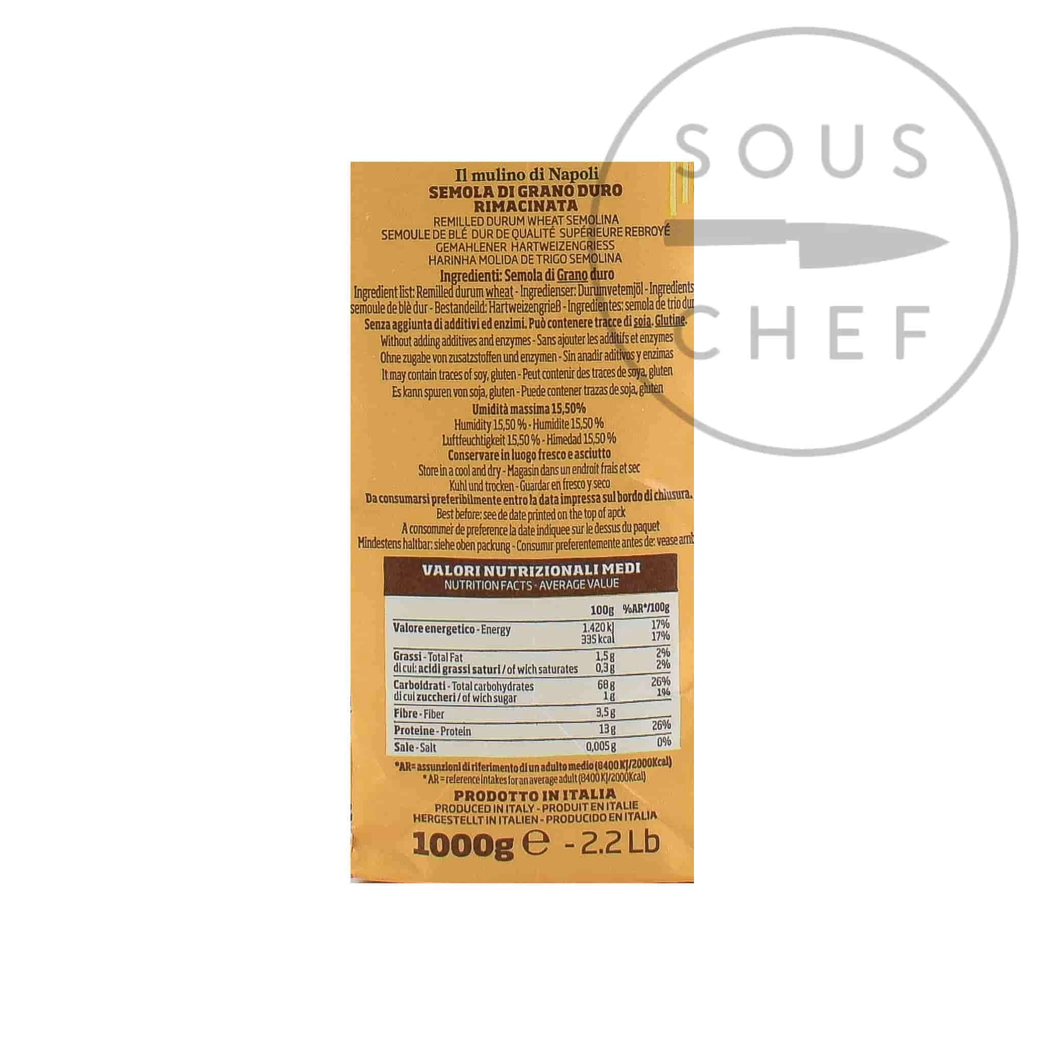 Caputo Semolina Rimacinata Mehl 1kg Zutaten 2 Caputo Semolina Rimacinata Mehl 1kg Zutaten – Bild 2