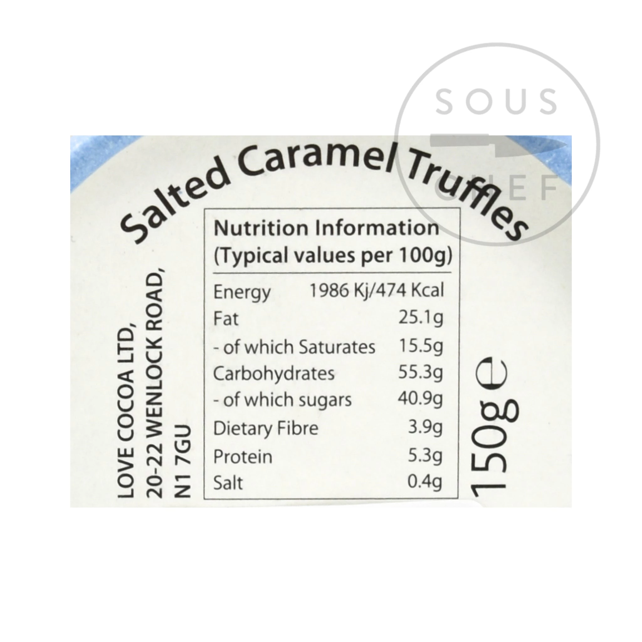 Love Cocoa Liebe Kakao Gesalzen Karamell Trüffel Luxus-Geschenk-Box 150g Zutaten 2 Love Cocoa Liebe Kakao Gesalzen Karamell Trüffel Luxus-Geschenk-Box 150g Zutaten – Bild 2