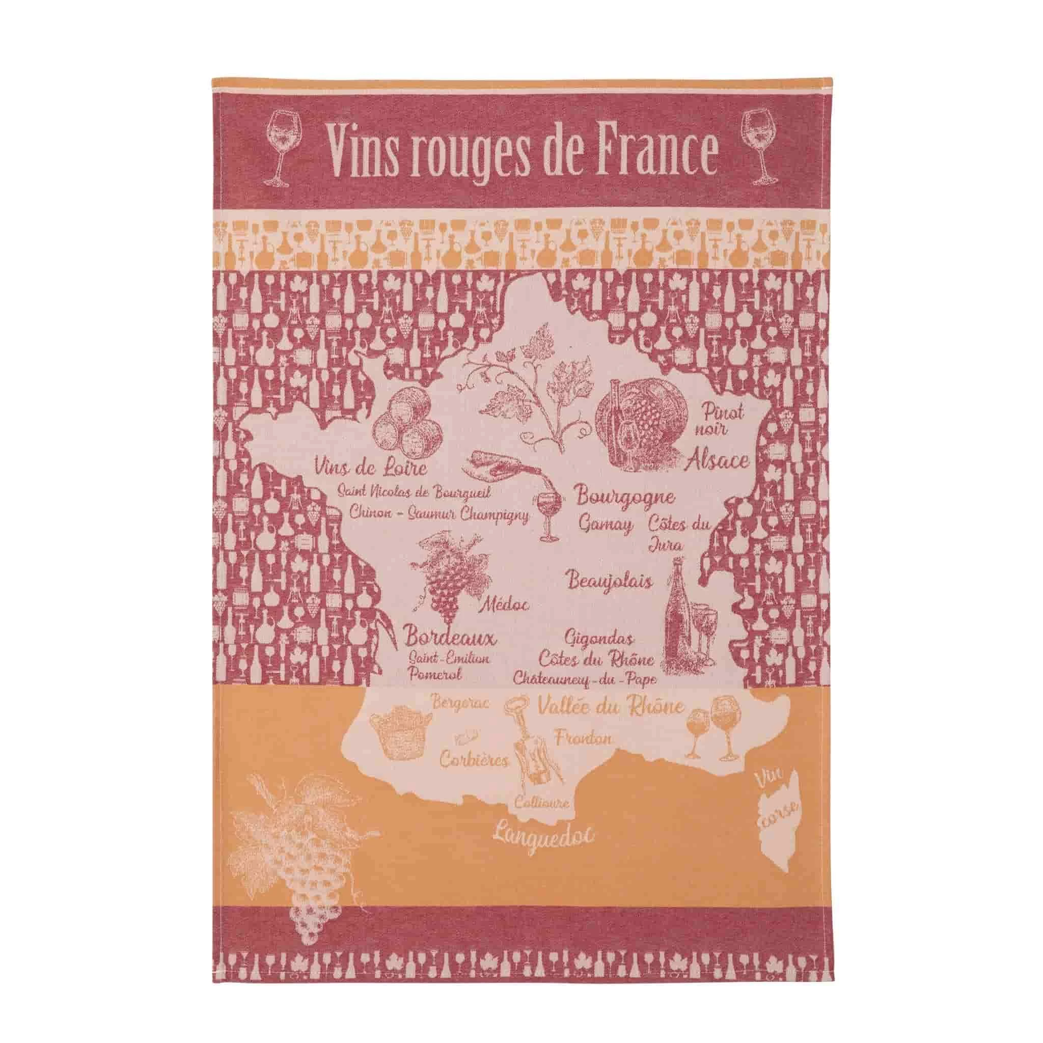 Coucke French Tea Towel - Vins Rouges De France 1 Coucke French Tea Towel - Vins Rouges De France