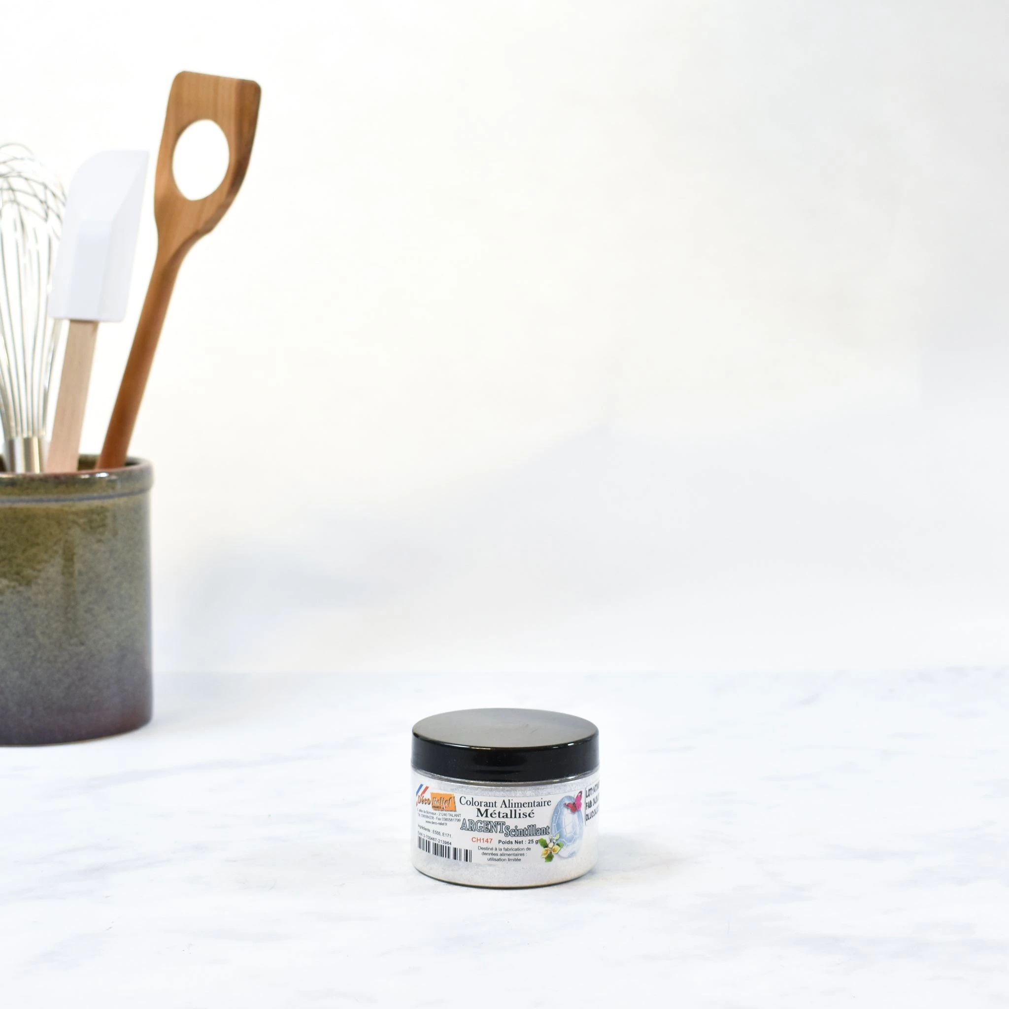 Deco Relief Essbar Metallisch Funkelndes Silber Pulver Lebensmittelfarbe 25g Zutaten 3 Deco Relief Essbar Metallisch Funkelndes Silber Pulver Lebensmittelfarbe 25g Zutaten – Bild 3