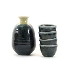 Kiji Stoneware & Ceramics Kiji Steinzeug & Amp; Keramik Blue Glaze Sake Set Geschirr