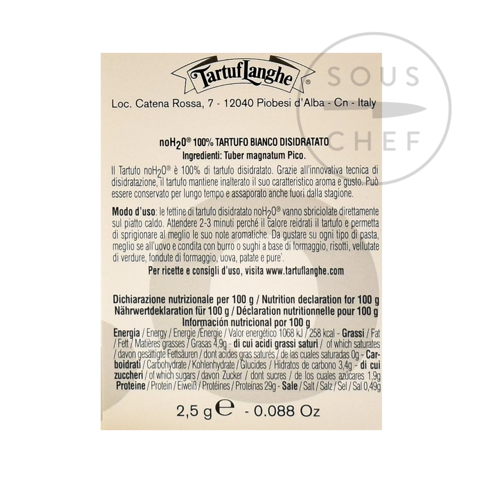 Tartuflanghe Freeze-Dried Alba White Trüffel 2,5g Zutaten 2 Tartuflanghe Freeze-Dried Alba White Trüffel 2,5g Zutaten – Bild 2