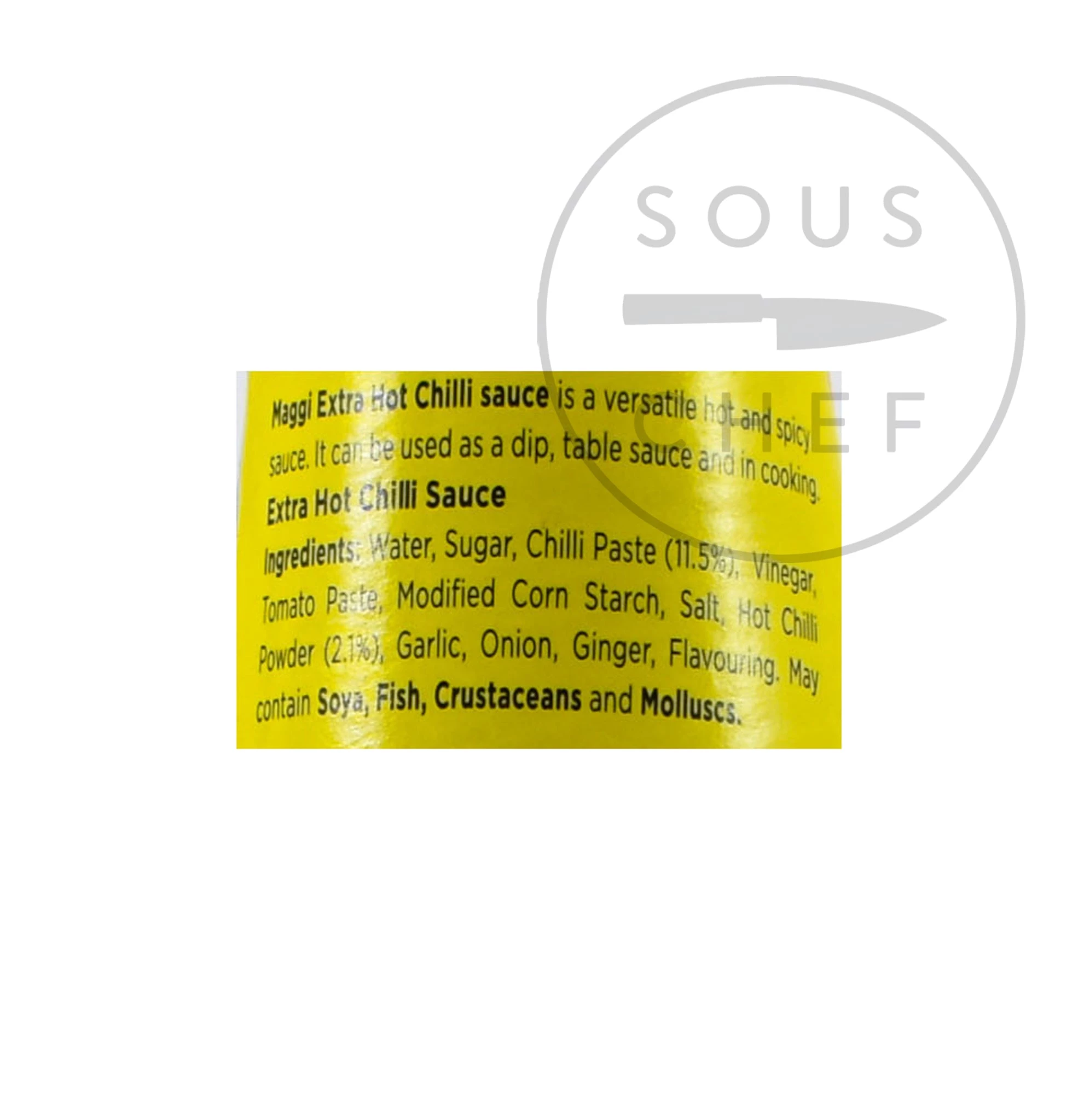 MAGGI Extra Hot Chili Sauce 320g Zutaten 2 MAGGI Extra Hot Chili Sauce 320g Zutaten – Bild 2