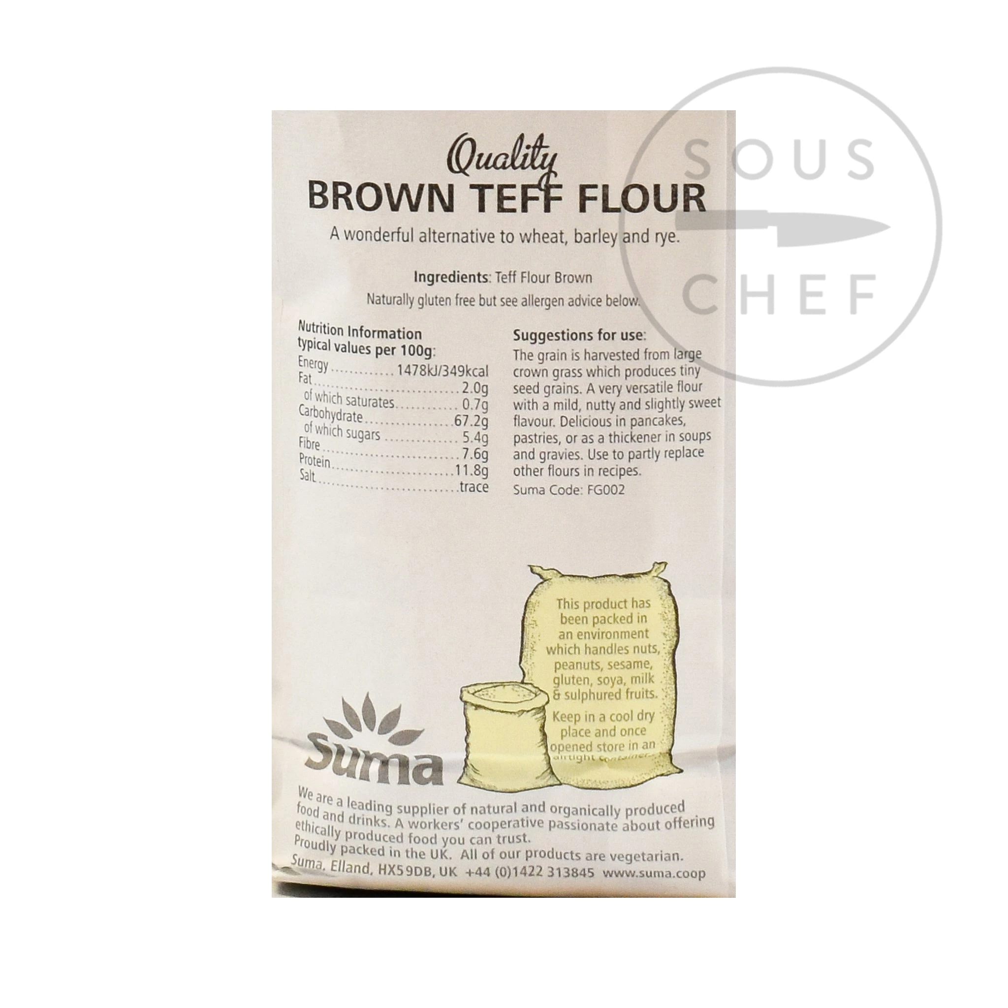 Suma Vollkorn Braun Teff Mehl 500g 2 Suma Vollkorn Braun Teff Mehl 500g – Bild 2