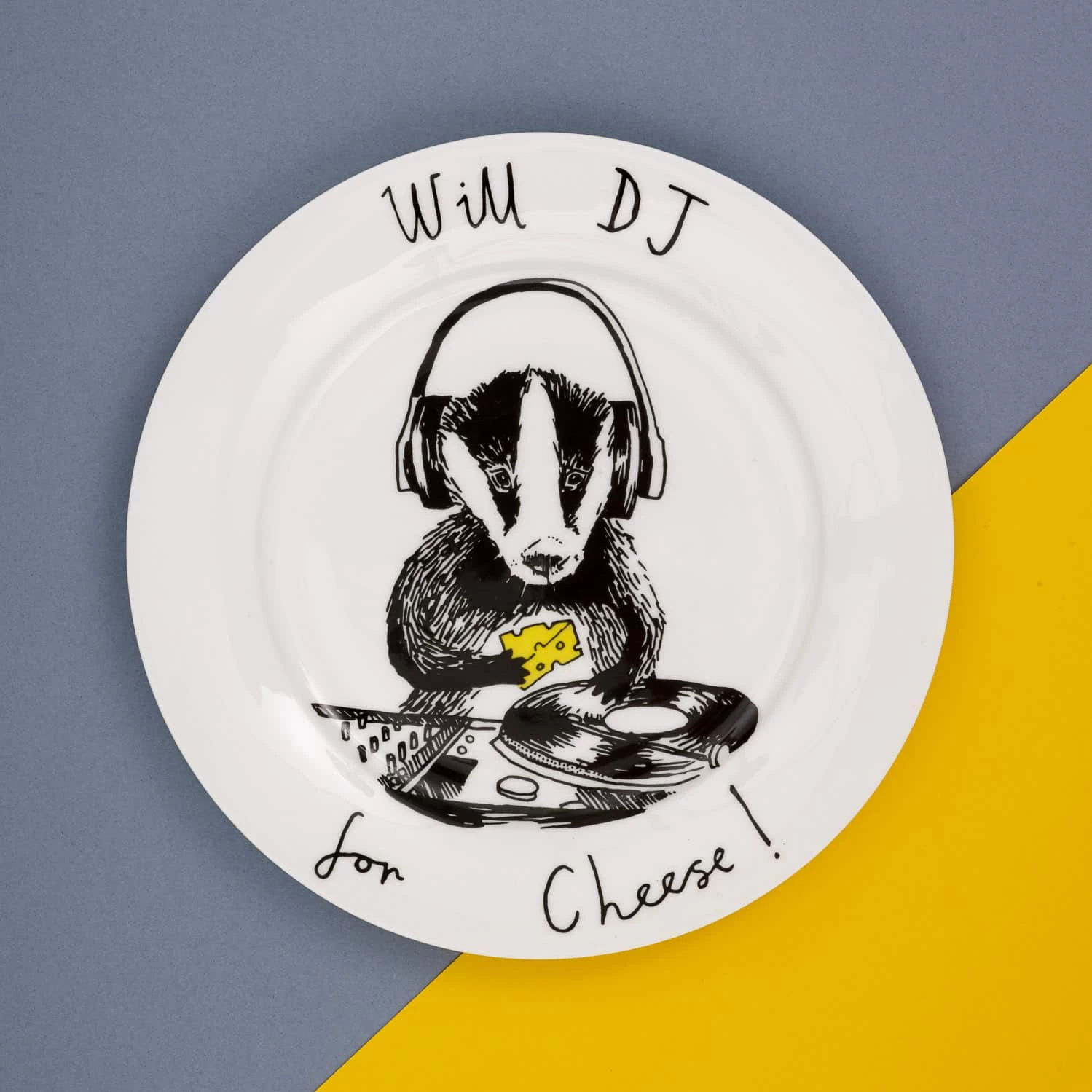 Jimbob Art Geschirr Wird DJ Für Käse! Side Plate 20cm 2 Jimbob Art Geschirr Wird DJ Für Käse! Side Plate 20cm – Bild 2