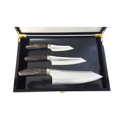 Suncraft Kochgeschirr Seki 3-Schicht-Messer Trio Mit Hölzernen Geschenk-Box