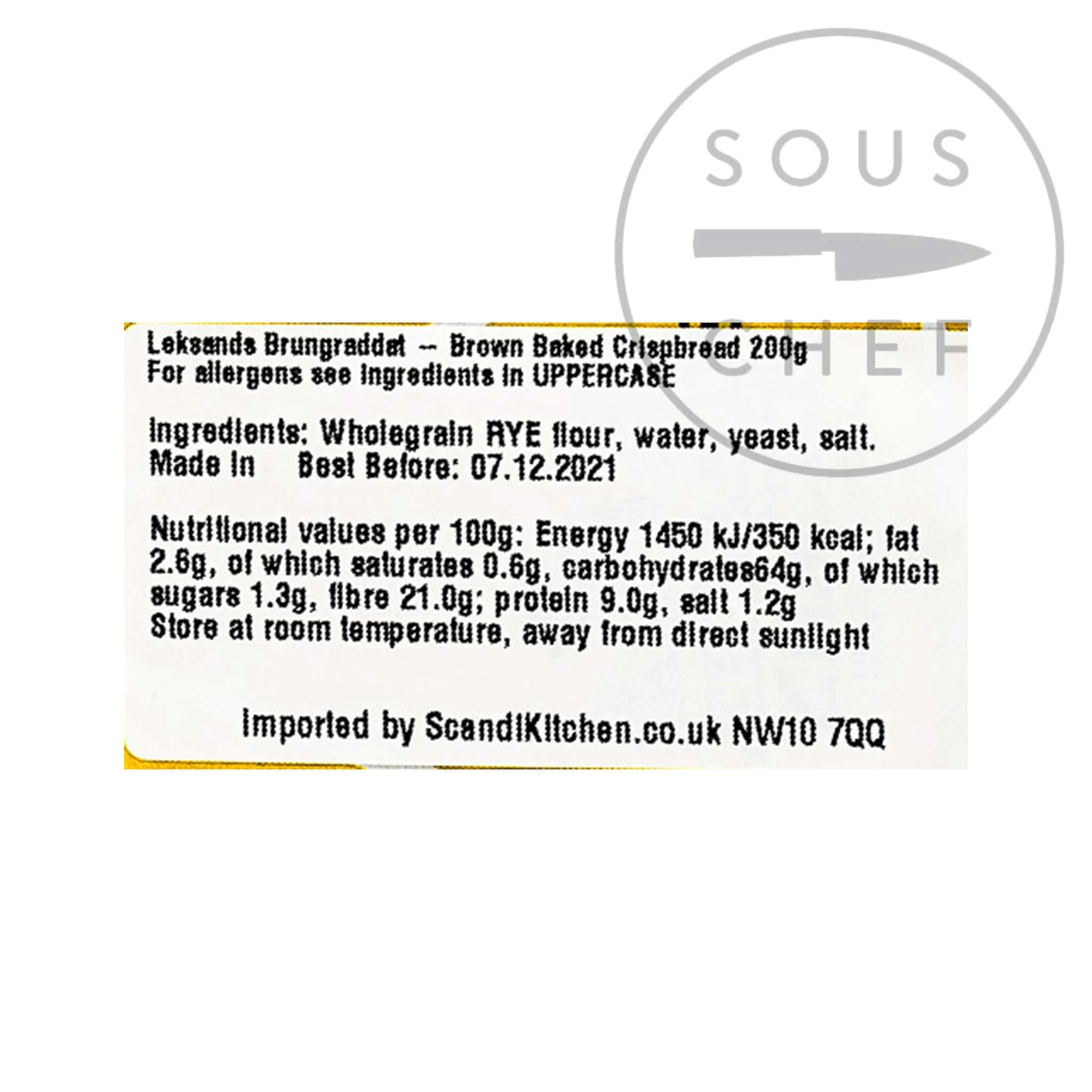 Leksands Brown Backed Crispbread 200g Zutaten 2 Leksands Brown Backed Crispbread 200g Zutaten – Bild 2