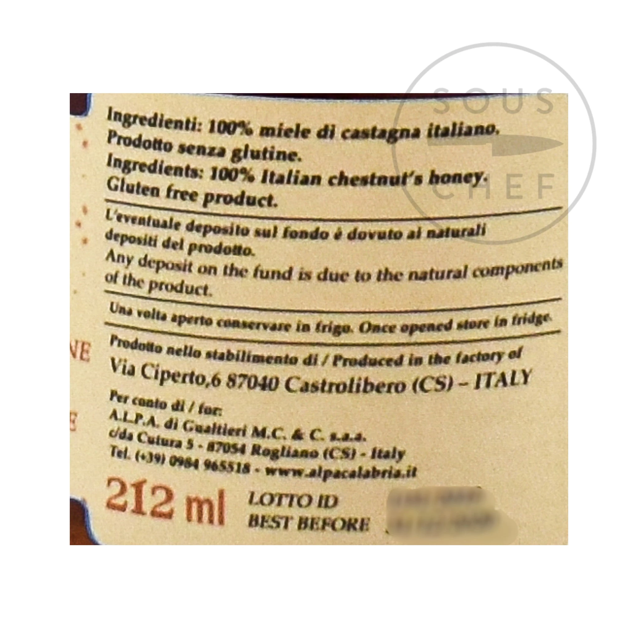 Alpa Italienische Kastanie Honig 300g Zutaten 2 Alpa Italienische Kastanie Honig 300g Zutaten – Bild 2