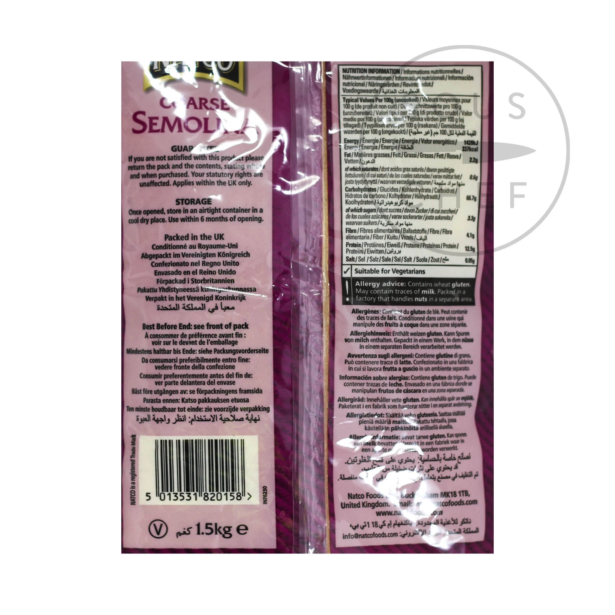 Natco Groesse Semolina 1,5 Kg Inhaltsstoffe 2 Natco Groesse Semolina 1,5 Kg Inhaltsstoffe – Bild 2