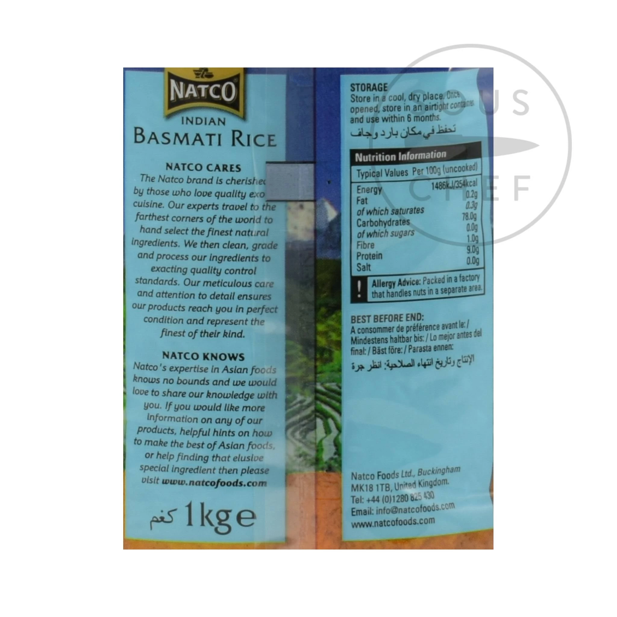 Natco Indischer Basmati Reis 1kg Zutaten 2 Natco Indischer Basmati Reis 1kg Zutaten – Bild 2