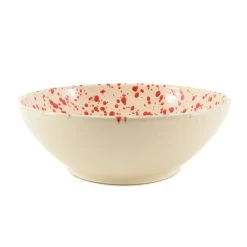 Puglia Handmade Apulien Handgemachtes Geschirr Apulien Roter Splatter Große Salatschale 28cm