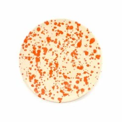 Puglia Handmade Puglia Handarbeit Apulien Orange Splatter Seitenplatte 19cm