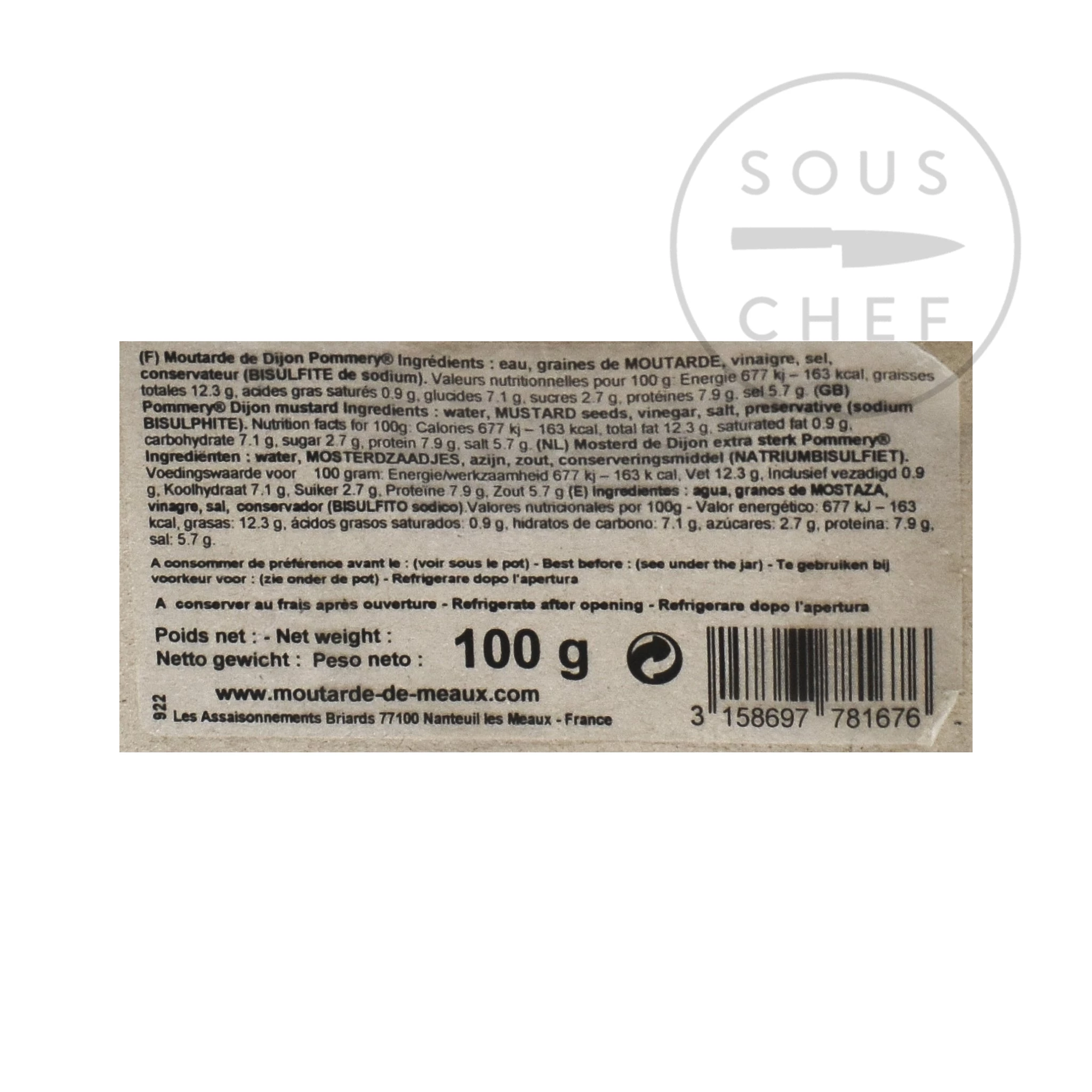 Zutaten Pommery Dijon Senf 100g 2 Zutaten Pommery Dijon Senf 100g – Bild 2