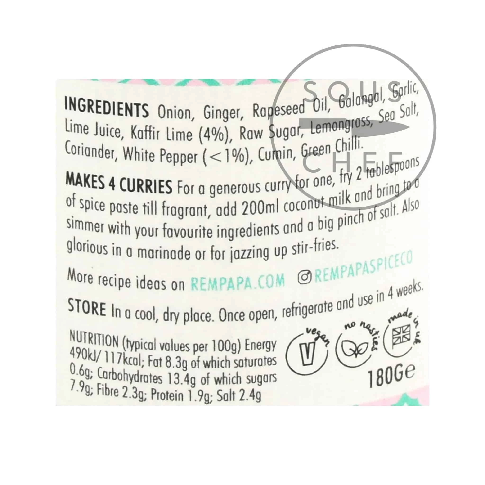 Zutaten Rempapa Penang Kaffir Lime & Weißer Pfeffer Gewürz Paste 180g 4 Zutaten Rempapa Penang Kaffir Lime & Weißer Pfeffer Gewürz Paste 180g – Bild 4