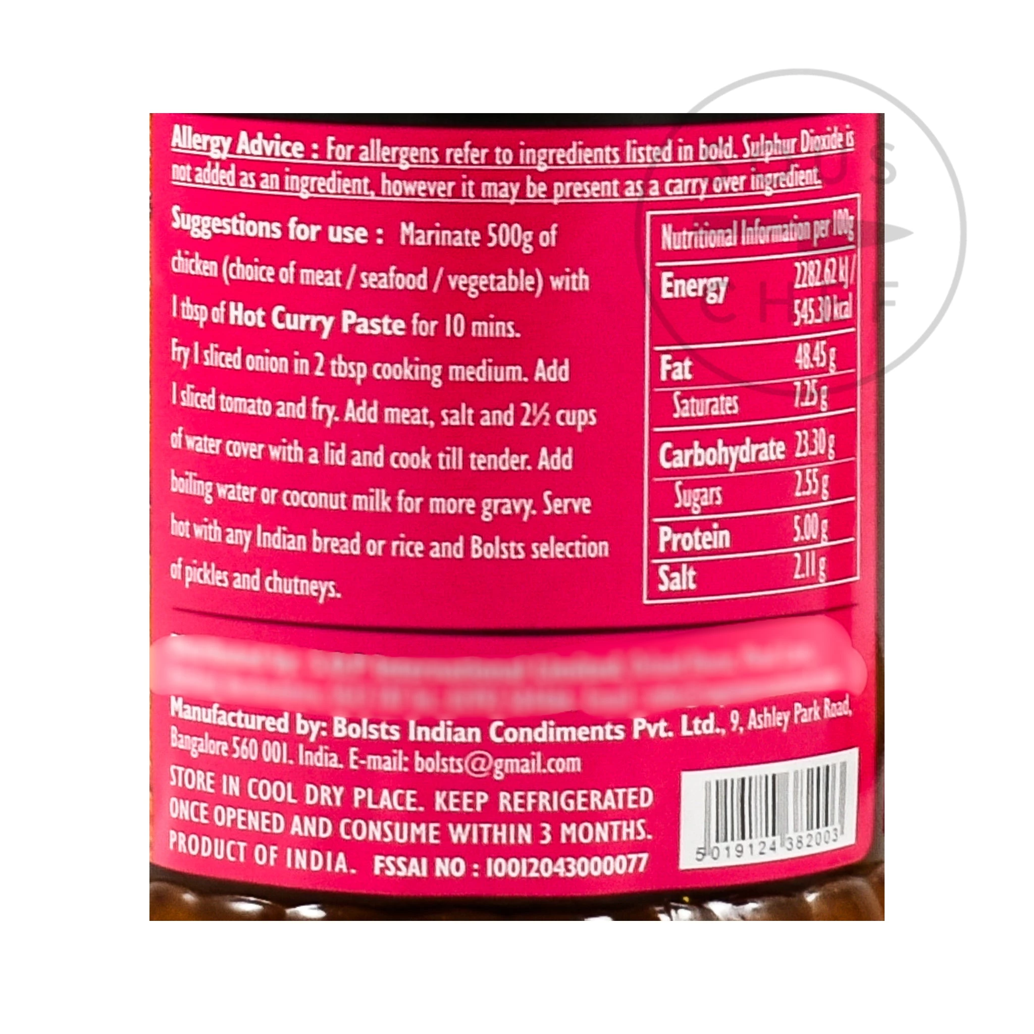 Bolst's Bolst Curry Paste Hot 280g Zutaten 2 Bolst's Bolst Curry Paste Hot 280g Zutaten – Bild 2