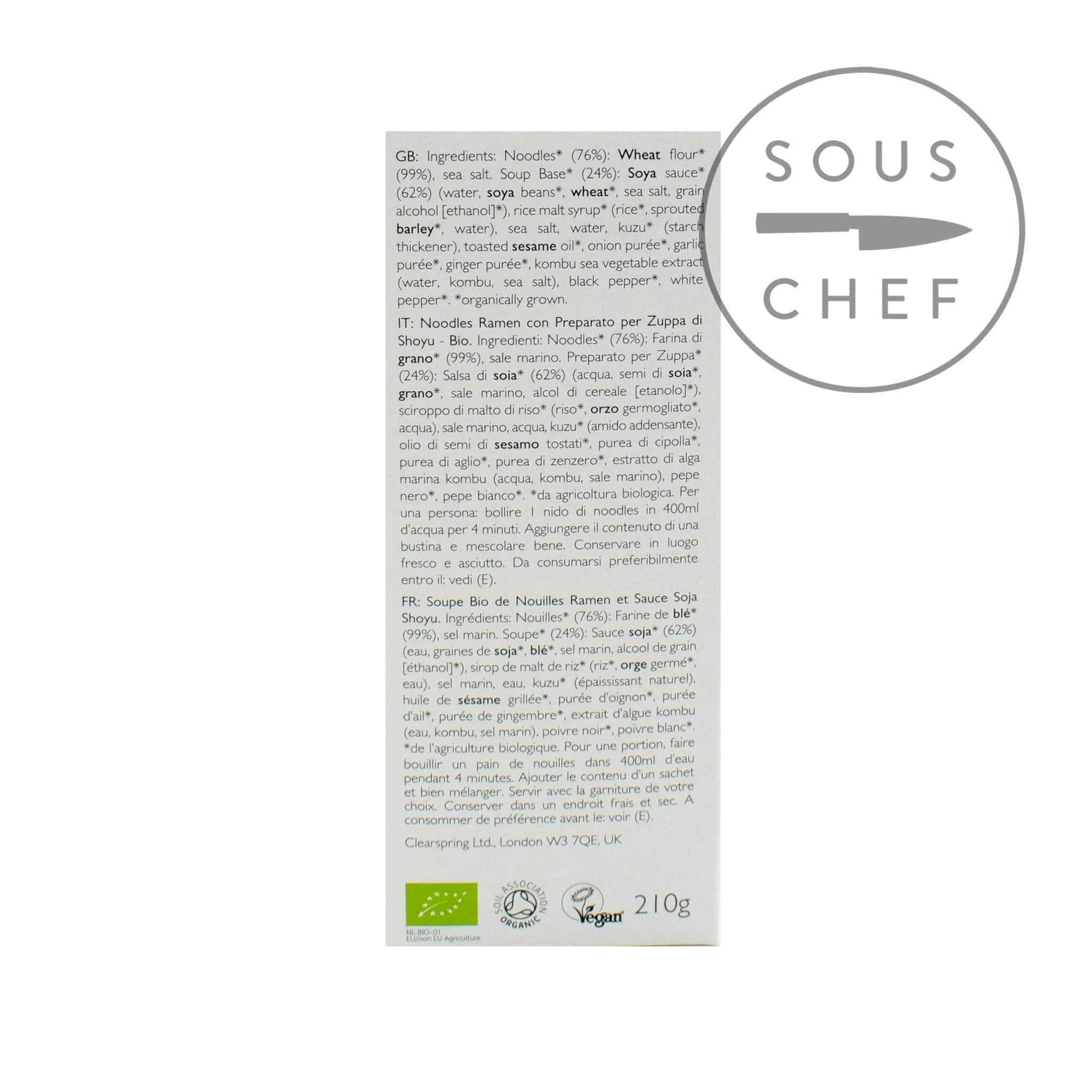 Zutaten Clearspring Bio Shoyu Ramen Nudelsuppe 210g 2 Zutaten Clearspring Bio Shoyu Ramen Nudelsuppe 210g – Bild 2