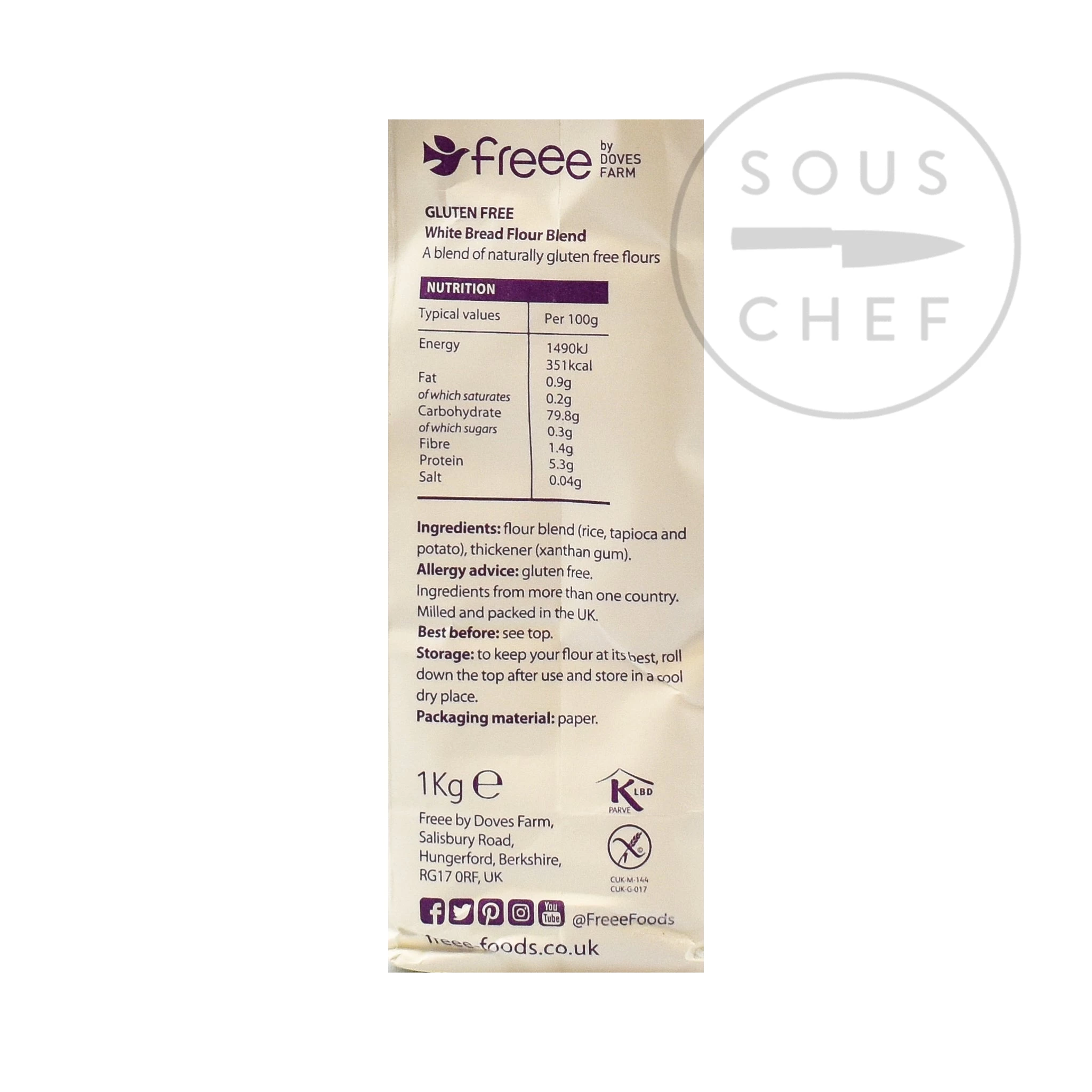 Doves Farm Tauben Bauernhof Glutenfrei Weißbrot Mehl 1kg Zutaten 2 Doves Farm Tauben Bauernhof Glutenfrei Weißbrot Mehl 1kg Zutaten – Bild 2