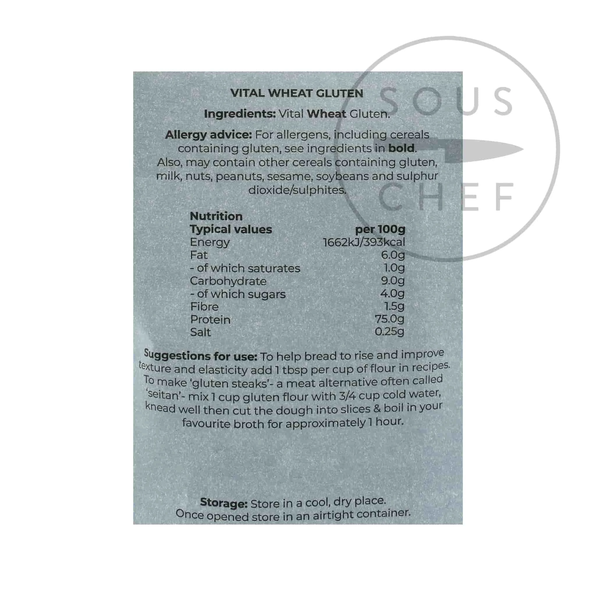 Zutaten Vital Weizen Gluten Mehl - Seitan Mehl 500g 2 Zutaten Vital Weizen Gluten Mehl - Seitan Mehl 500g – Bild 2