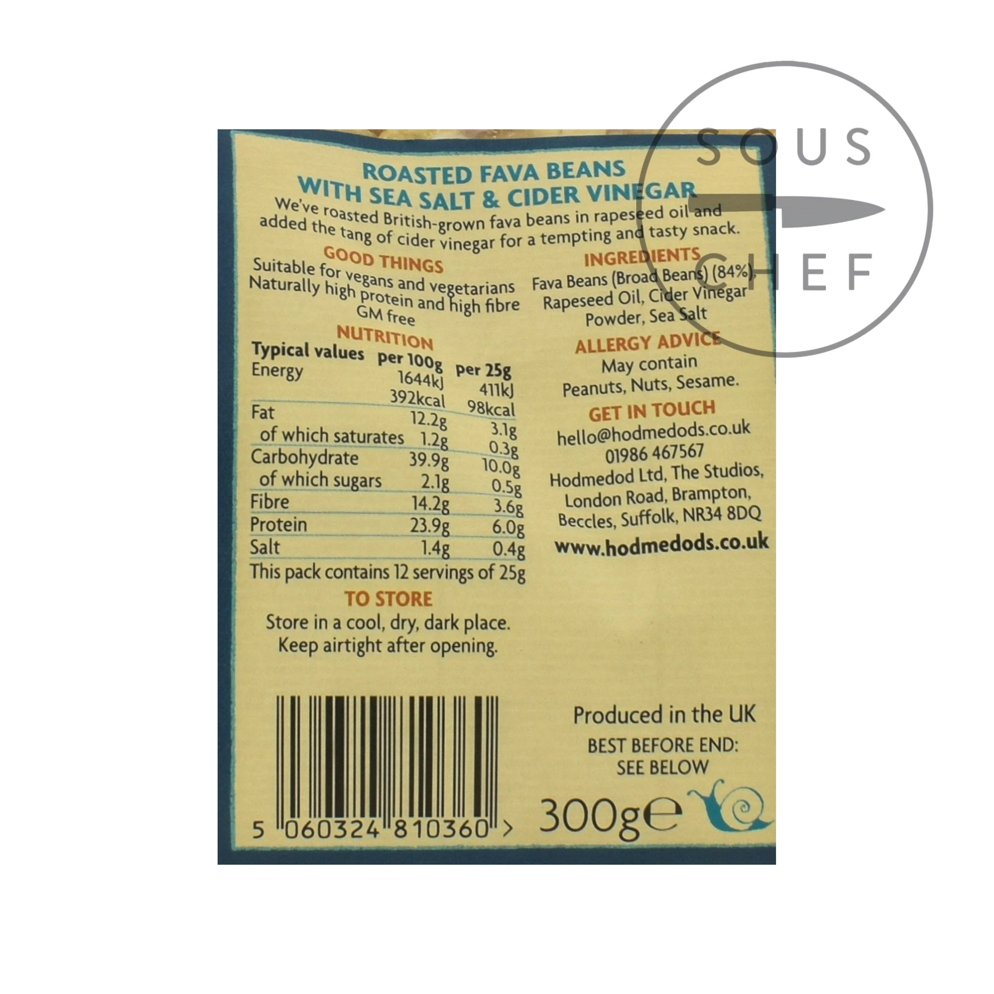 Hodmedod's Salz & Essig Geröstet Fava Bohnen 300g Zutaten 2 Hodmedod's Salz & Essig Geröstet Fava Bohnen 300g Zutaten – Bild 2