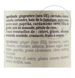 Terre Exotique Ras El Hanout Gewürze 60g -Deutschland Küchenwaren Verkäufe TE1029 TerreExotiqueRazElHanoutSpices60g nutrition