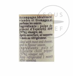 Terre Exotique Espelette Chili Pepper Puree 90g Zutaten 7 Terre Exotique Espelette Chili Pepper Puree 90g Zutaten -Deutschland Küchenwaren Verkäufe TE1103 TerreExotiqueEspeletteChilliPepperPuree90g nutrition