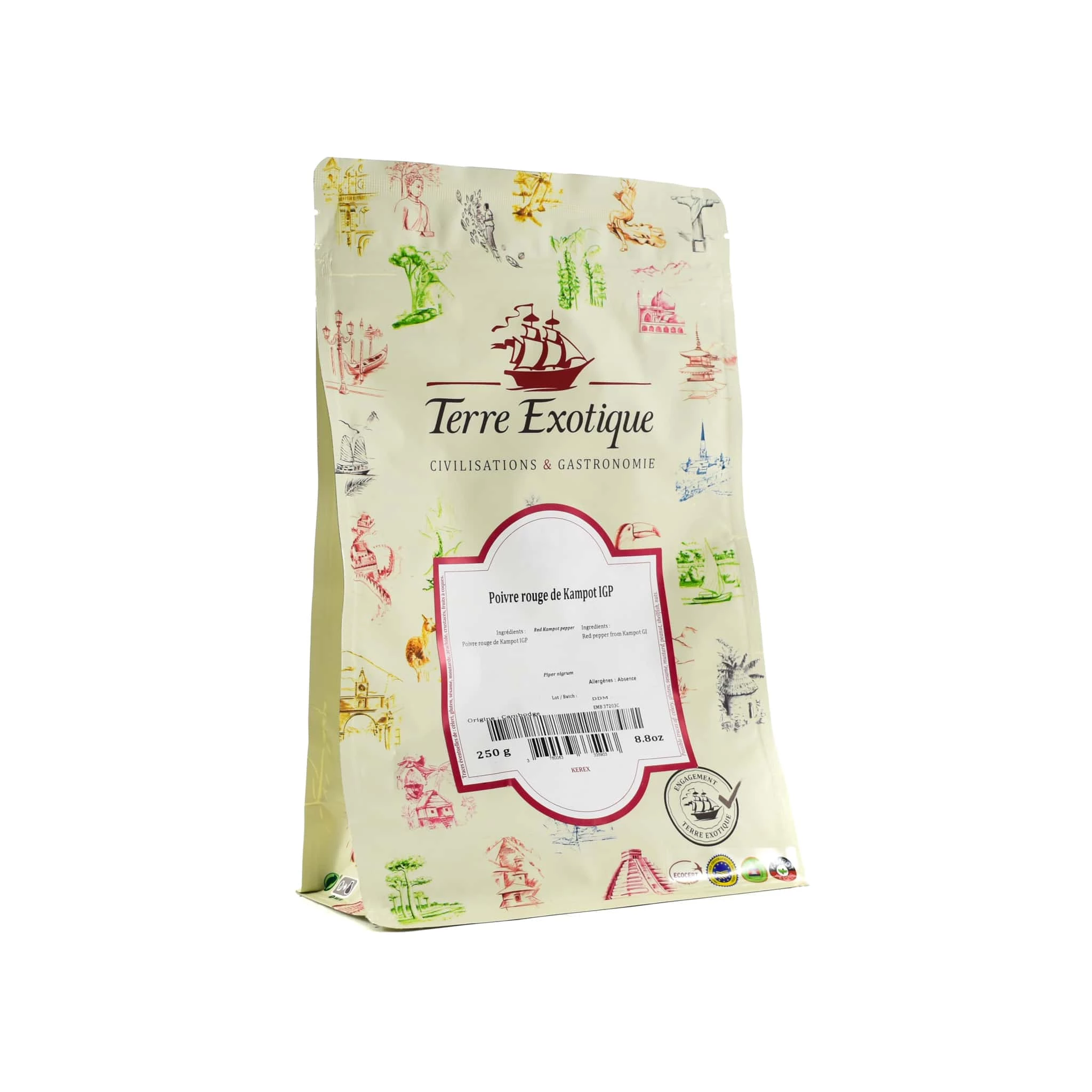 Terre Exotique Red Kampot Pepper 250g Zutaten 1 Terre Exotique Red Kampot Pepper 250g Zutaten
