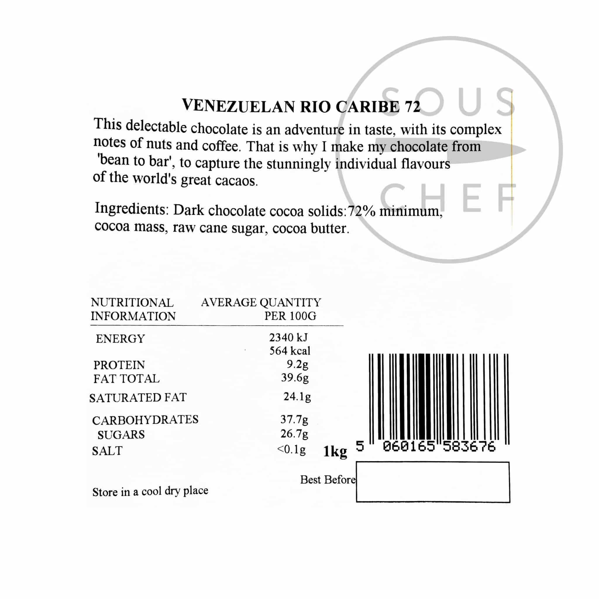 Willie's Cacao Rio Caribe 72% Venezolanische Kochtropfen 1kg 2 Willie's Cacao Rio Caribe 72% Venezolanische Kochtropfen 1kg – Bild 2