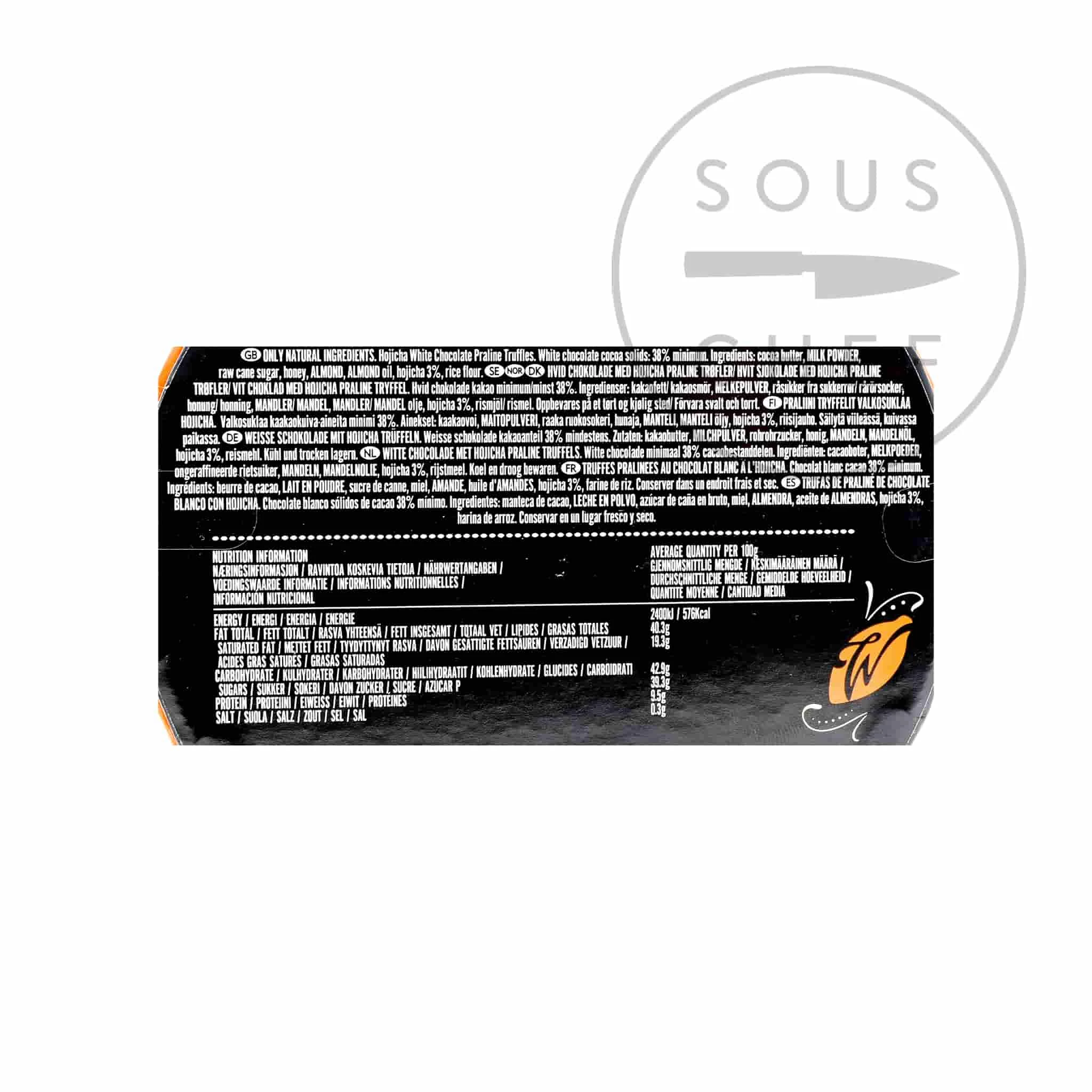 Willie's Cacao Liquid Centre Hojicha Trüffel 110g Zutaten 2 Willie's Cacao Liquid Centre Hojicha Trüffel 110g Zutaten – Bild 2