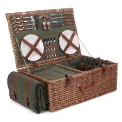 Willow Direct Tweed Picknick Hamper Für 4 Grün