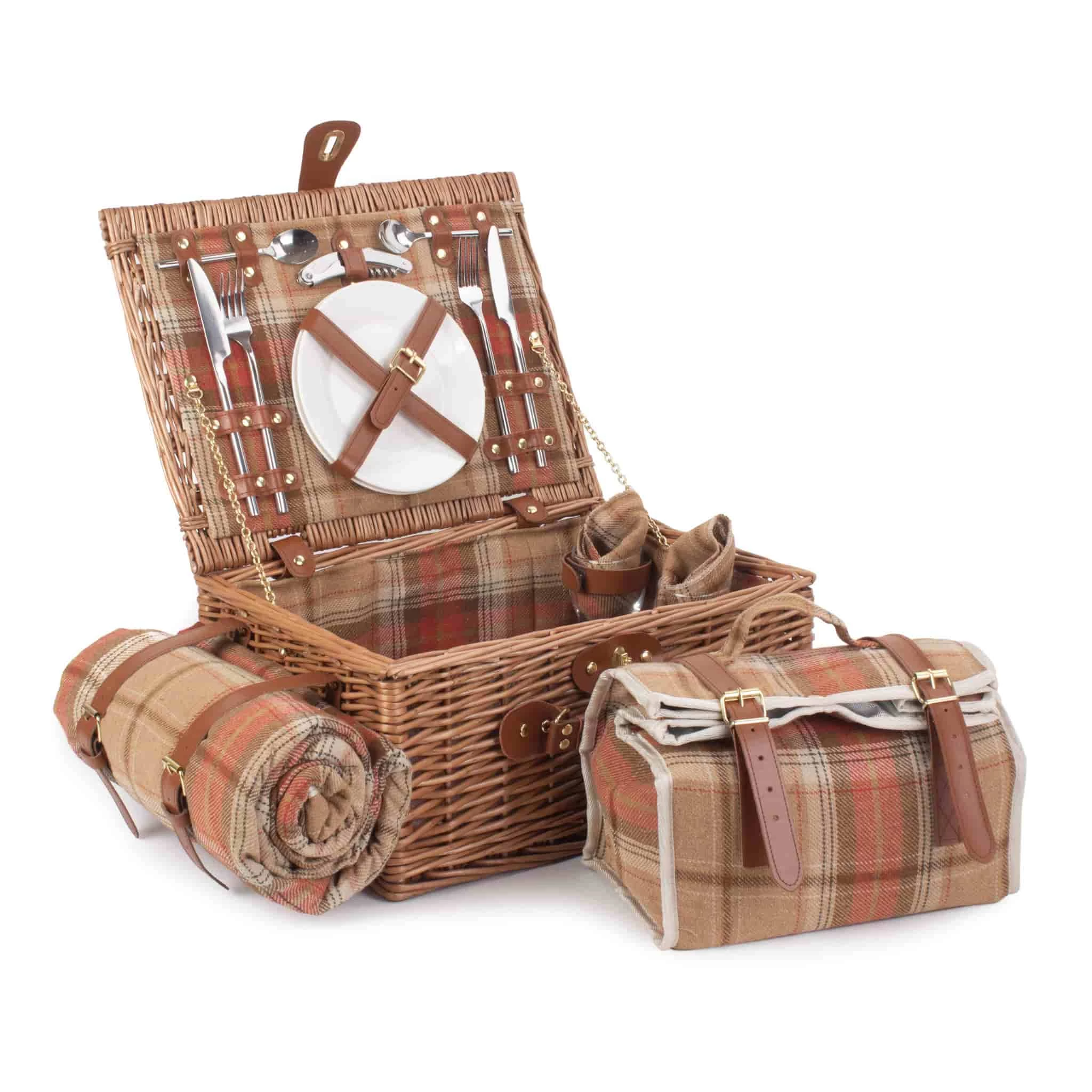 Willow Direct Tartan Picknick Hamper Für 2 Herbstrot 1 Willow Direct Tartan Picknick Hamper Für 2 Herbstrot