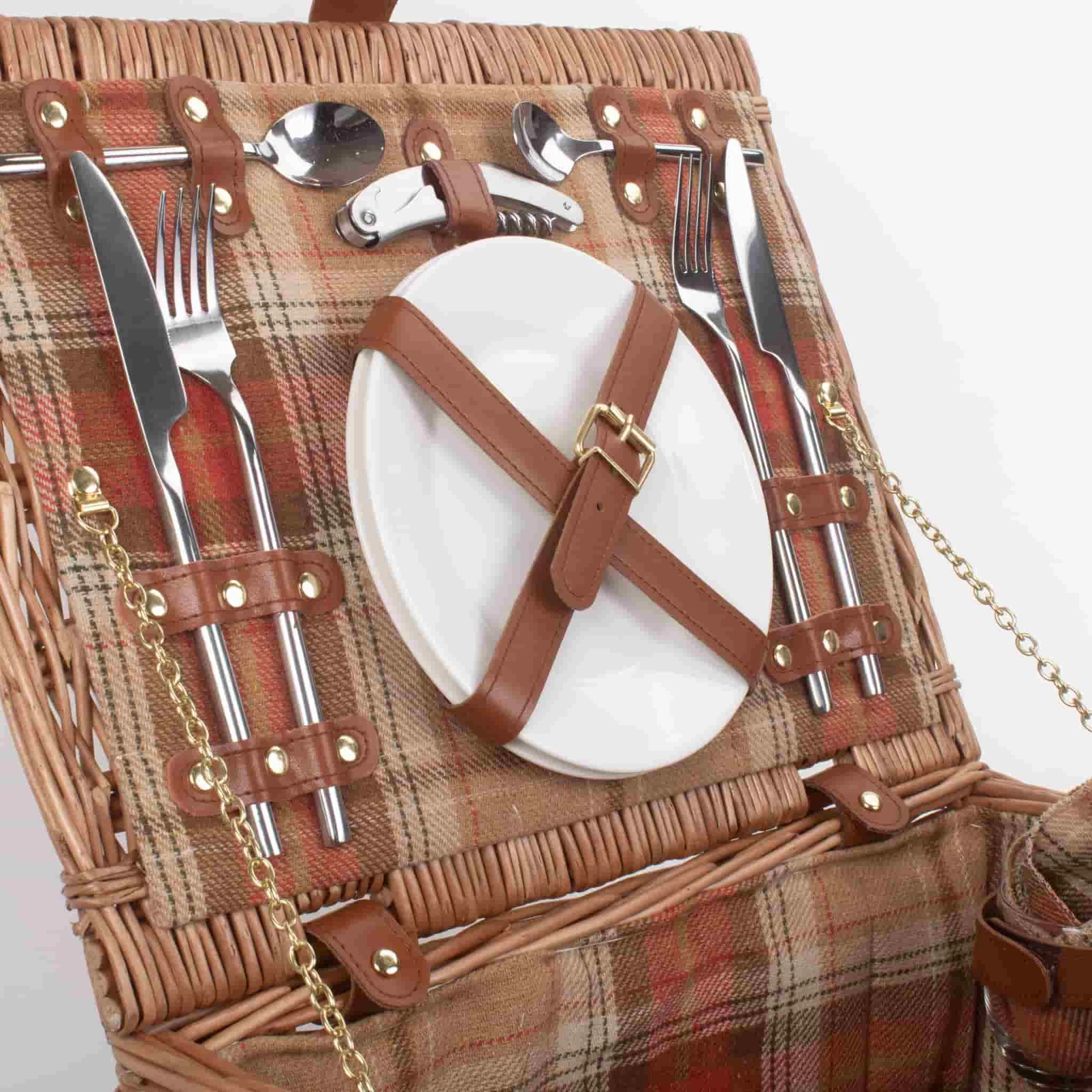 Willow Direct Tartan Picknick Hamper Für 2 Herbstrot 4 Willow Direct Tartan Picknick Hamper Für 2 Herbstrot – Bild 4