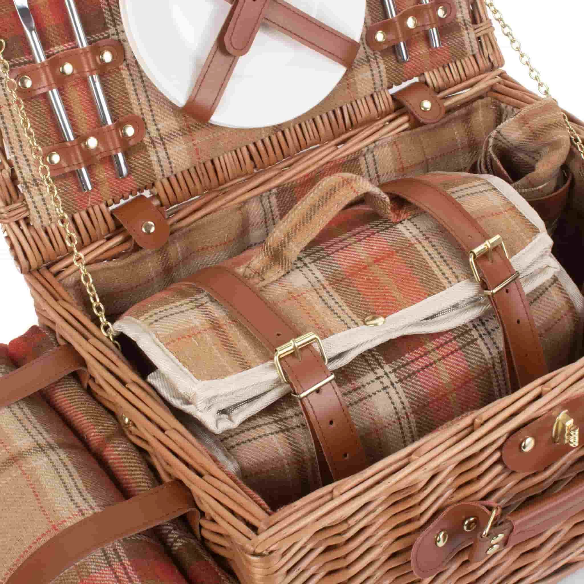 Willow Direct Tartan Picknick Hamper Für 2 Herbstrot 5 Willow Direct Tartan Picknick Hamper Für 2 Herbstrot – Bild 5