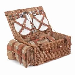 Willow Direct Tartan Picknick Hamper Für 4 Herbst Rot