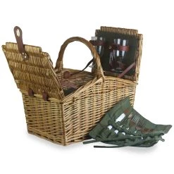 Willow Direct Tweed Doppel-Lided Picknick Hamper Für 2 Grünes Geschirr