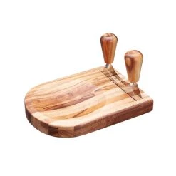 Kitchencraft Küchenkunst Akazie Holz Hachoir Mezzaluna Set
