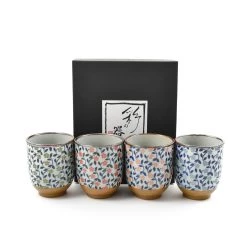 Kiji Stoneware & Ceramics Kiji Steinzeug & Amp; Keramik Bunte Japanische Blume Tee Tasse Set