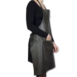 Kochgeschirr Dutchdeluxes Leder BBQ Schürze In Vintage Grey -Deutschland Küchenwaren Verkäufe dutch deluxes leather bbq apron vintage grey model side